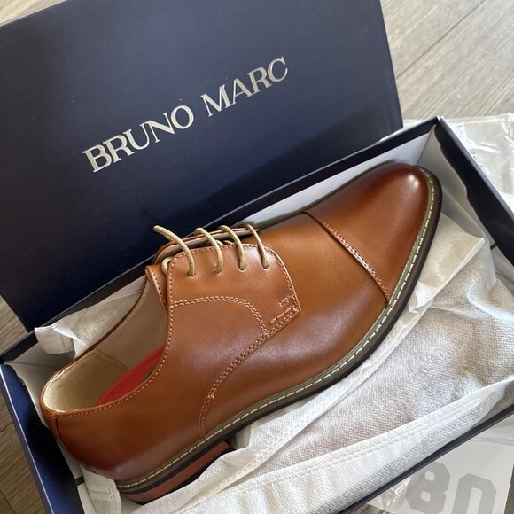Bruno Marc Italy Men's 6-Brown Classic Modern Formal Oxford Lace-Up Dress Shoes - Picture 1 of 11